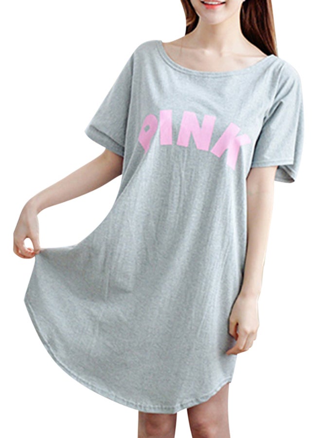 Casual Short Sleeve Mini T-Shirt Dress Grey - Image 1