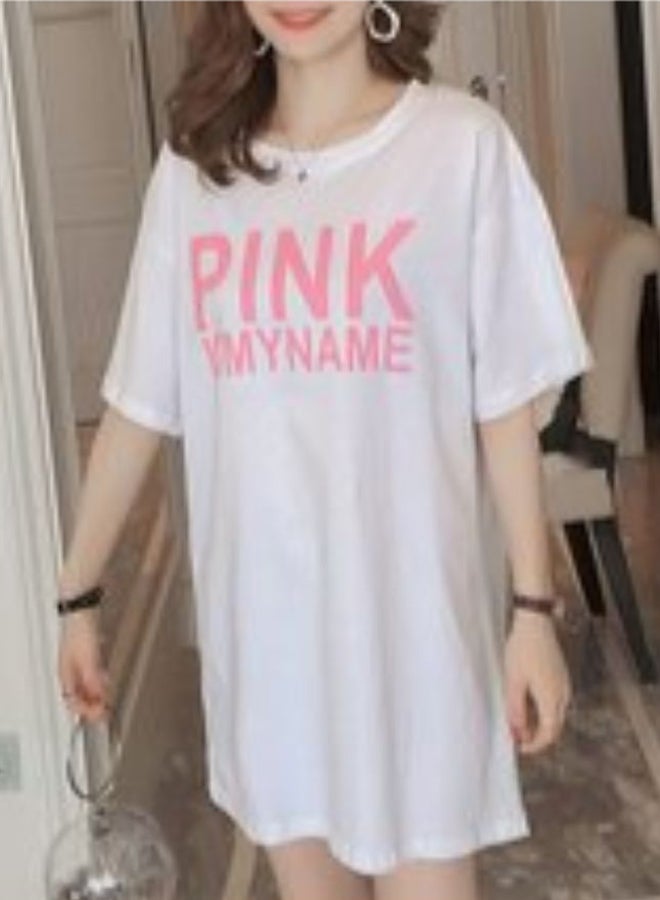 Casual Short Sleeve Mini T-Shirt Dress White - Image 2