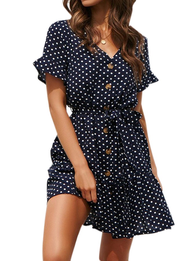 A Line Short Sleeve Mini Dress Black - Image 1