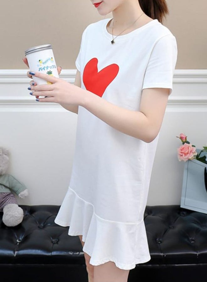 Casual Short Sleeve Mini T-Shirt Dress White  - Image 2