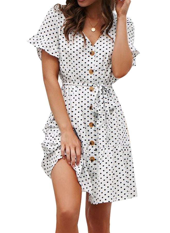 Floral Printed Mini Dress White - Image 1