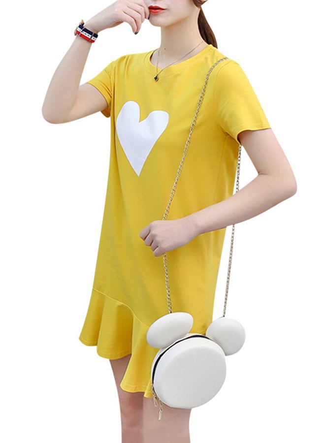 Casual Short Sleeve Mini T-Shirt Dress Yellow  - Image 1