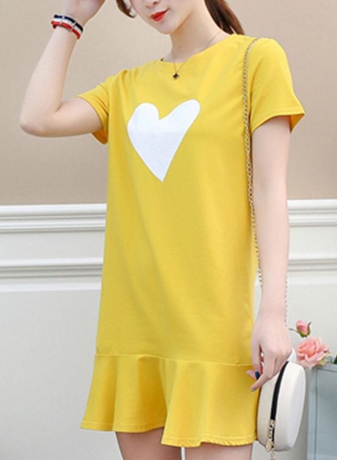 Casual Short Sleeve Mini T-Shirt Dress Yellow  - Image 2