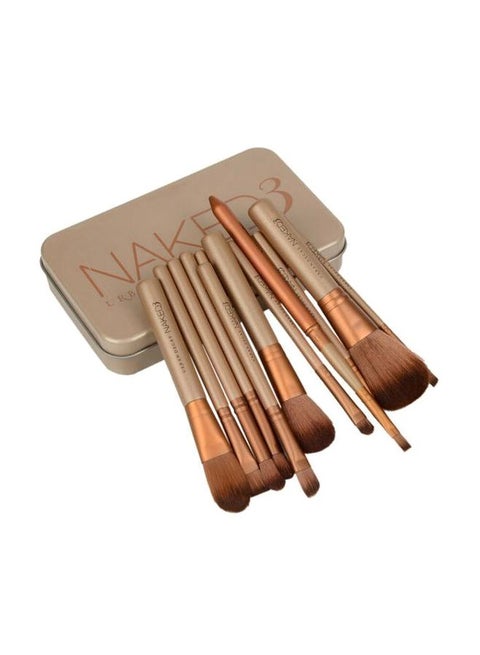 Make Up Brush Set With Box Gold/Brown