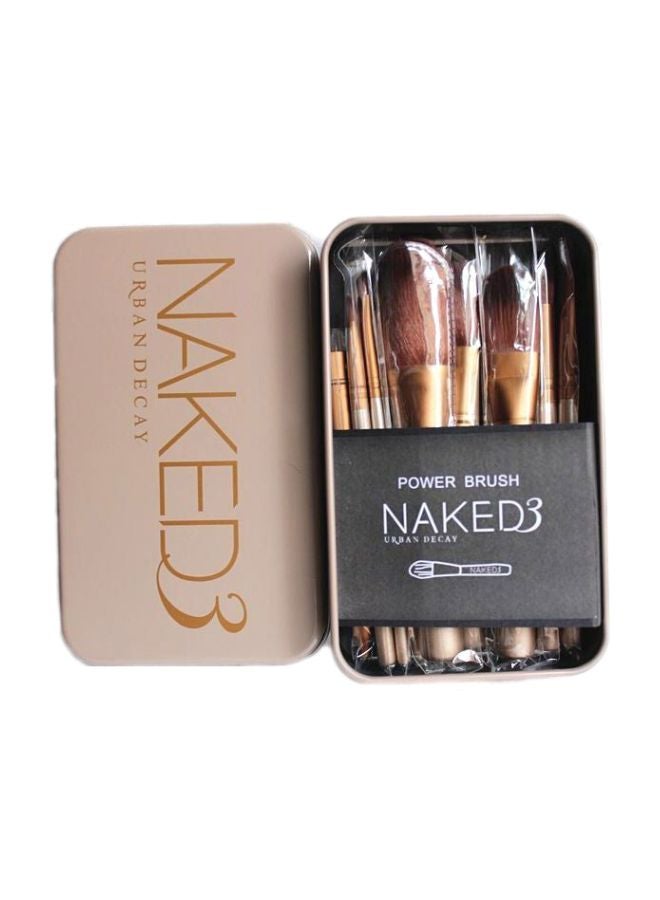 Make Up Brush Set With Box Gold/Brown