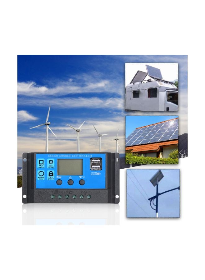 Generic - Solar Panel With USB Port And Car Charger Black/White/Blue - Image 1