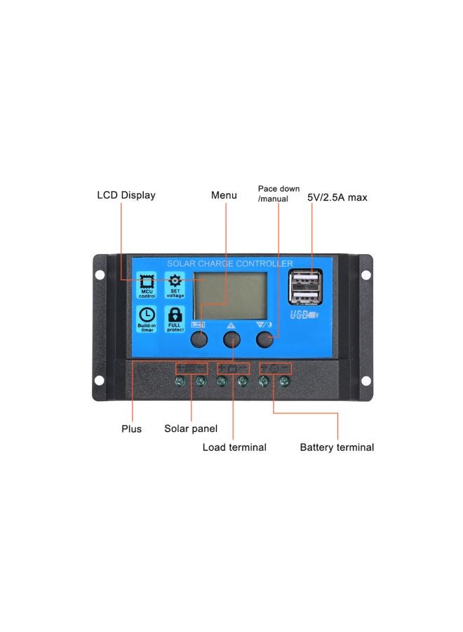Generic - Solar Panel With USB Port And Car Charger Black/White/Blue - Image 1