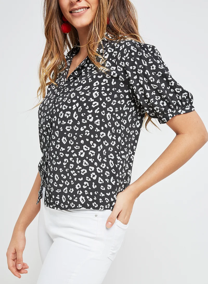 High Streets Printed Short Sleeves Shirt Black/White