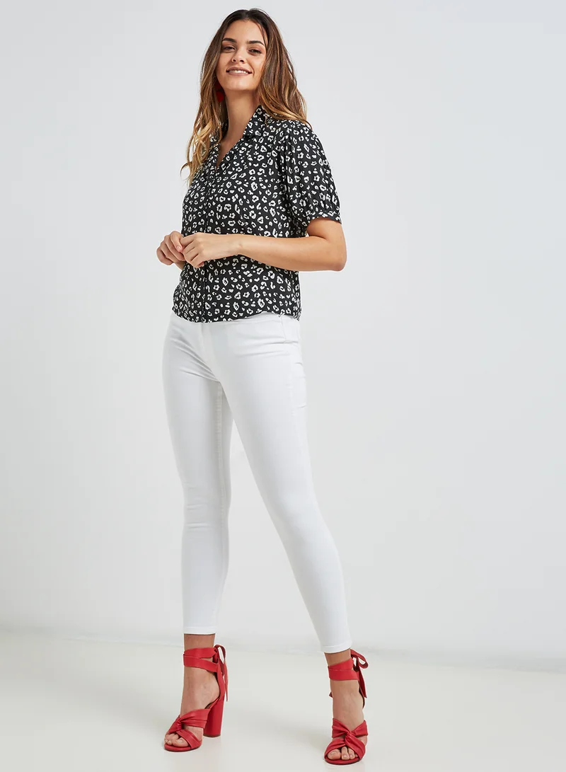 High Streets Printed Short Sleeves Shirt Black/White