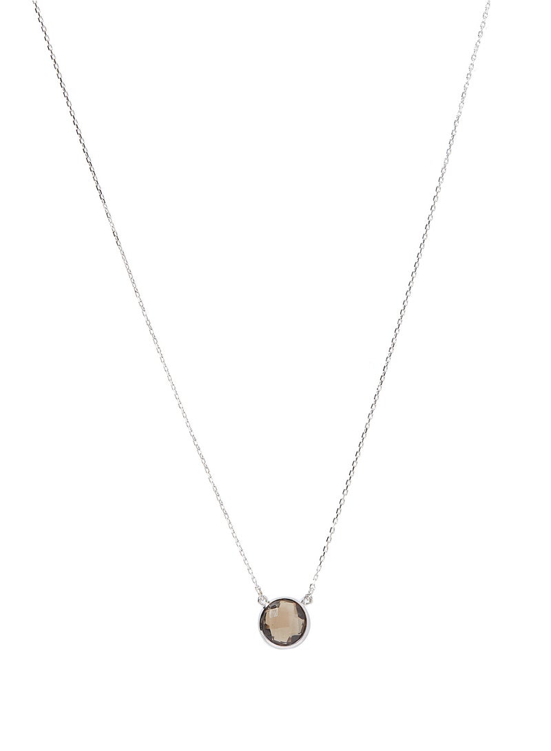 Capri Gold 18 Karat White Gold Smoky Quartz Single Stone Necklace - Image 1