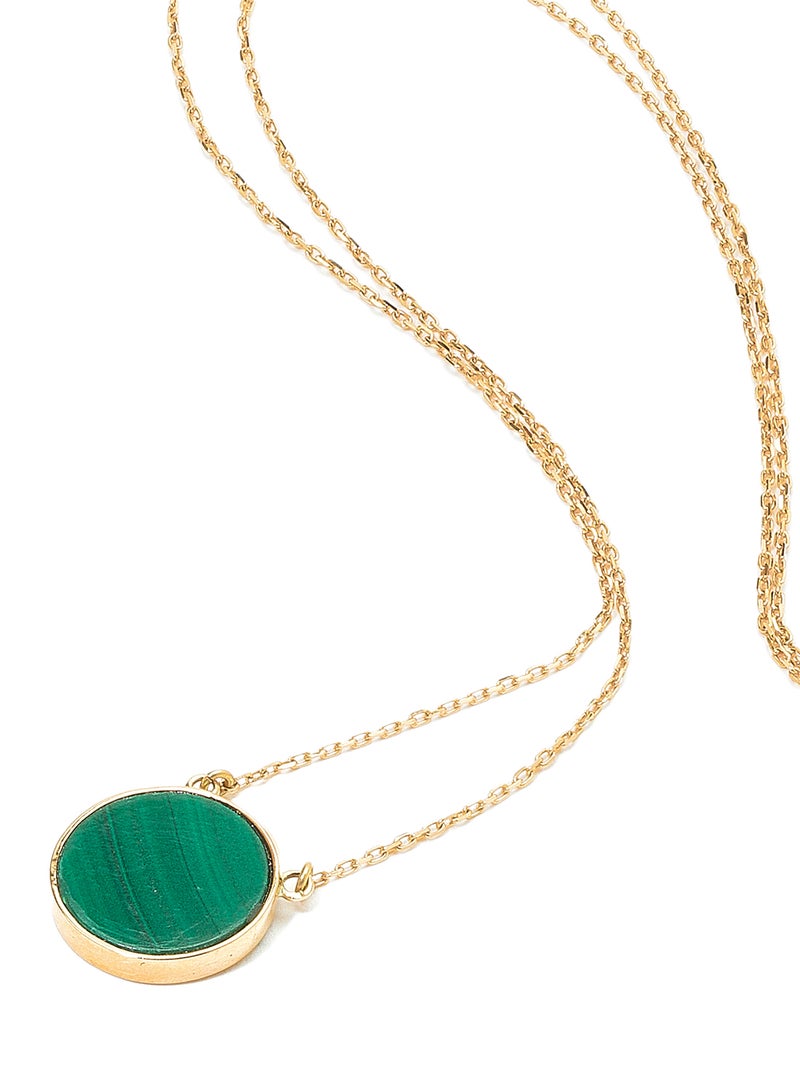 Capri Gold - 18 Karat Rose Gold Malachite Single Stone Necklace - Image 1