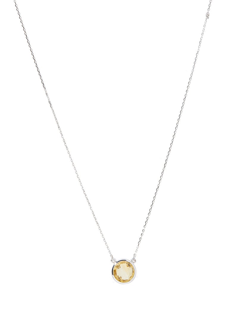 Capri Gold 18 Karat White Gold Citrine Single Stone Necklace - Image 1