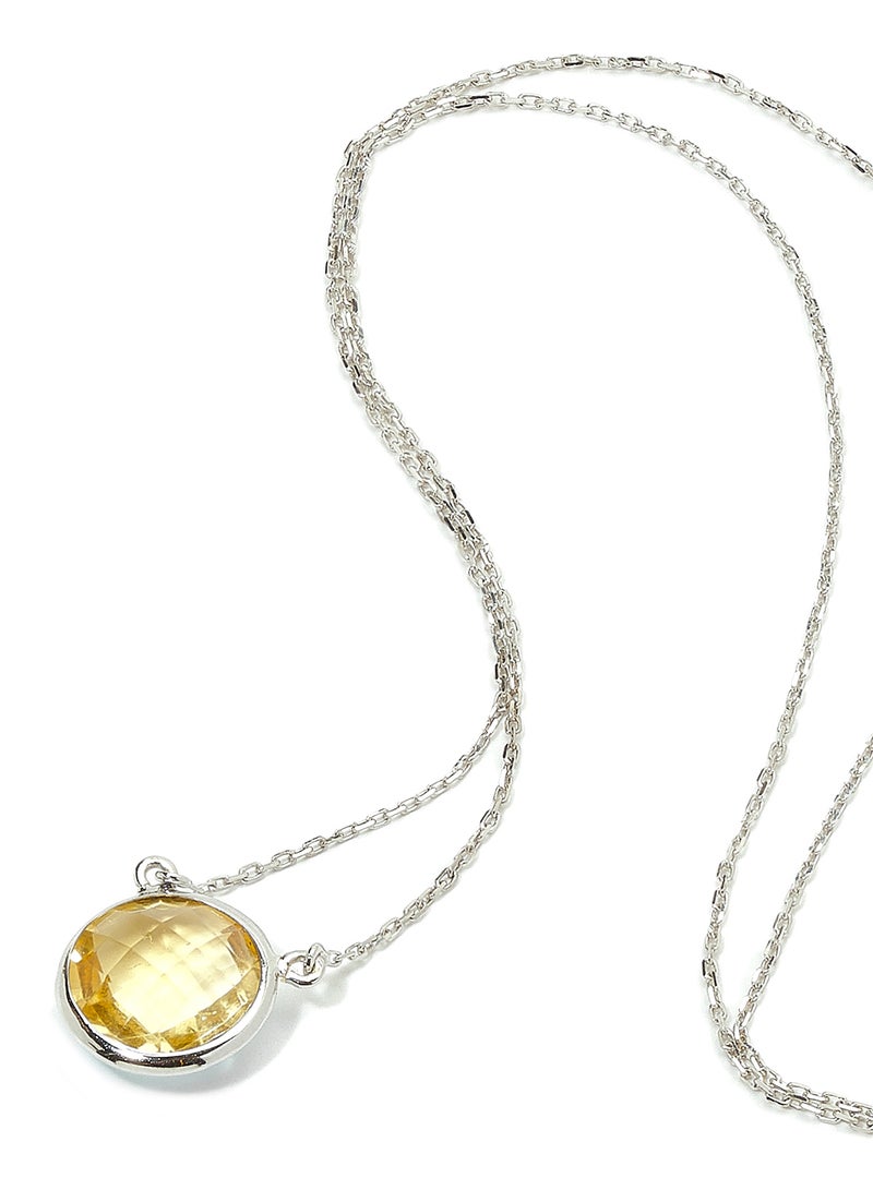 Capri Gold 18 Karat White Gold Citrine Single Stone Necklace - Image 2