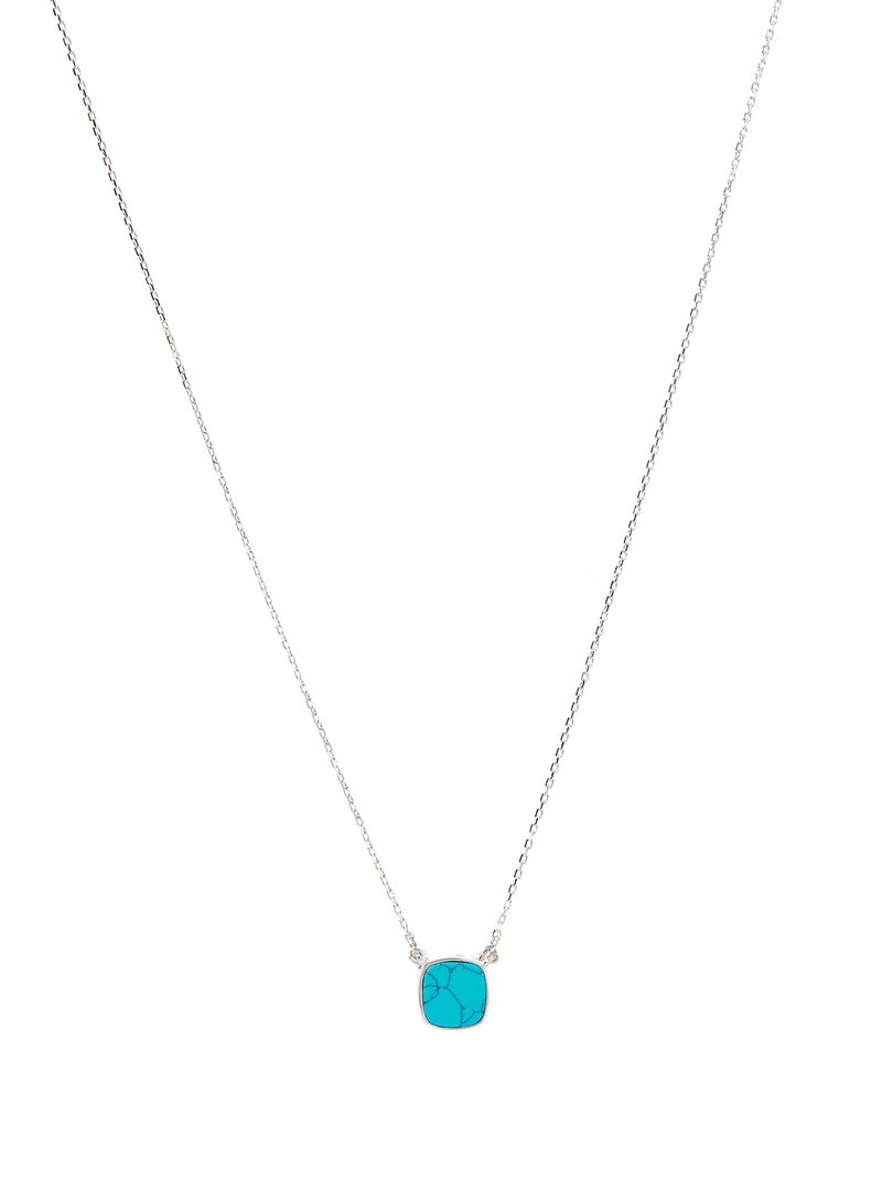 Capri Gold 18 Karat White Gold Turquoise Single Stone Necklace - Image 1