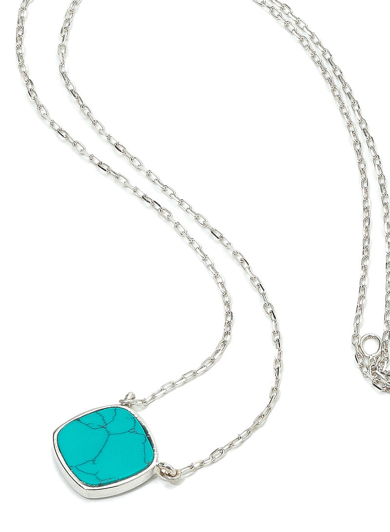 18 Karat White Gold Turquoise Single Stone Necklace - v1573625760/N31968175A_2