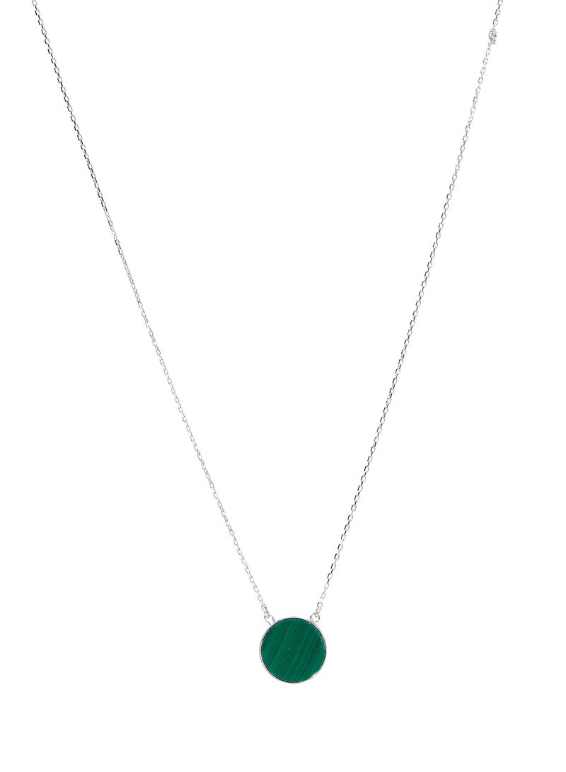 18 Karat White Gold Malachite Single Stone Necklace - v1573625762/N31968150A_1