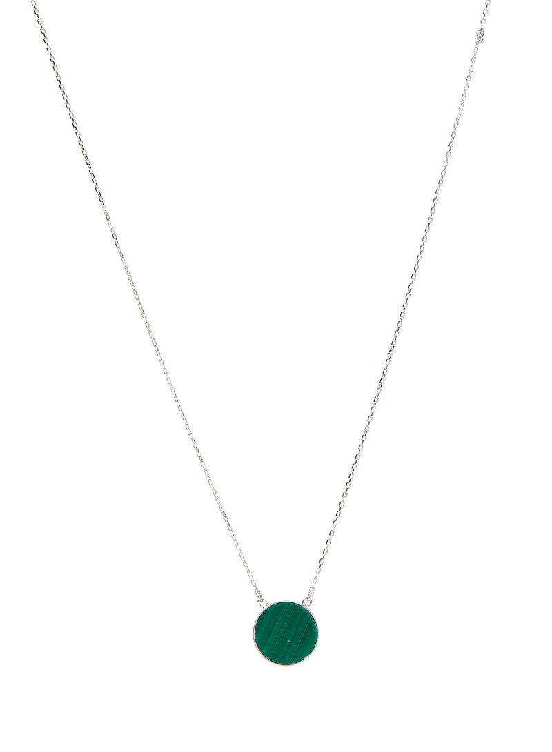 Capri Gold 18 Karat White Gold Malachite Single Stone Necklace - Image 1