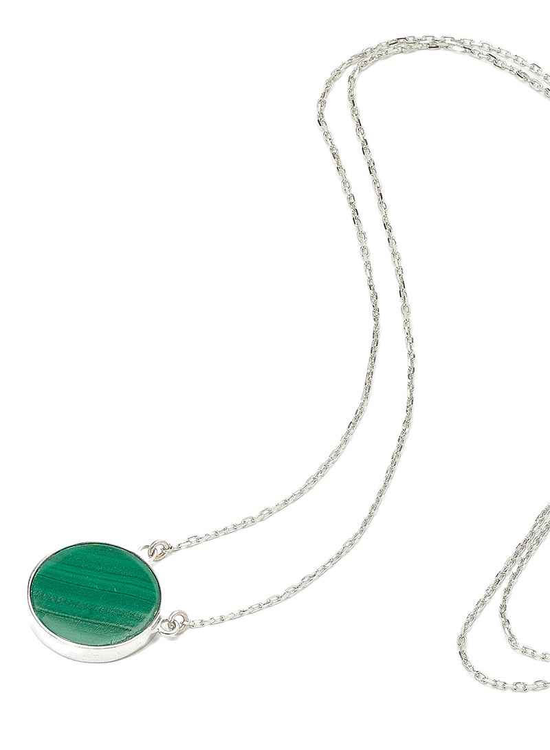 18 Karat White Gold Malachite Single Stone Necklace - v1573625762/N31968150A_2