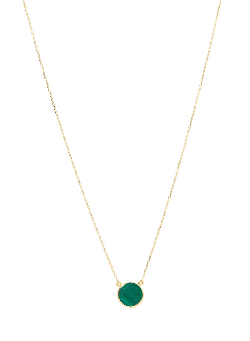 Capri Gold - 18 Karat Rose Gold Malachite Single Stone Necklace - Image 1