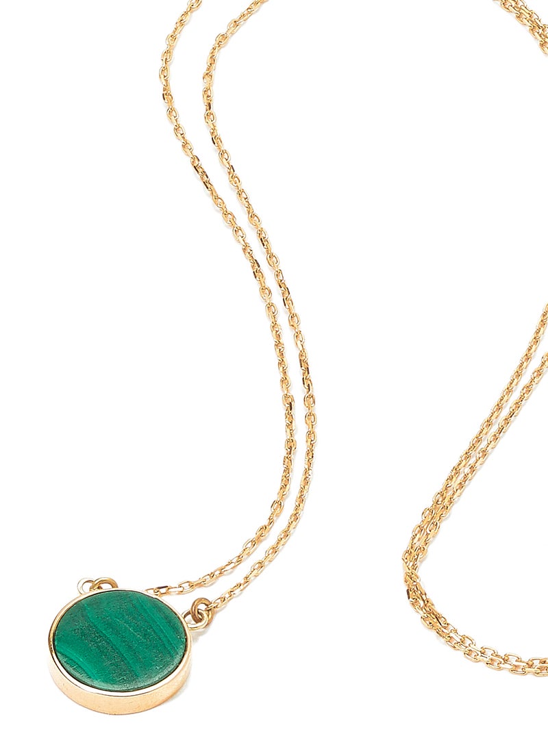 Capri Gold - 18 Karat Rose Gold Malachite Single Stone Necklace - Image 1