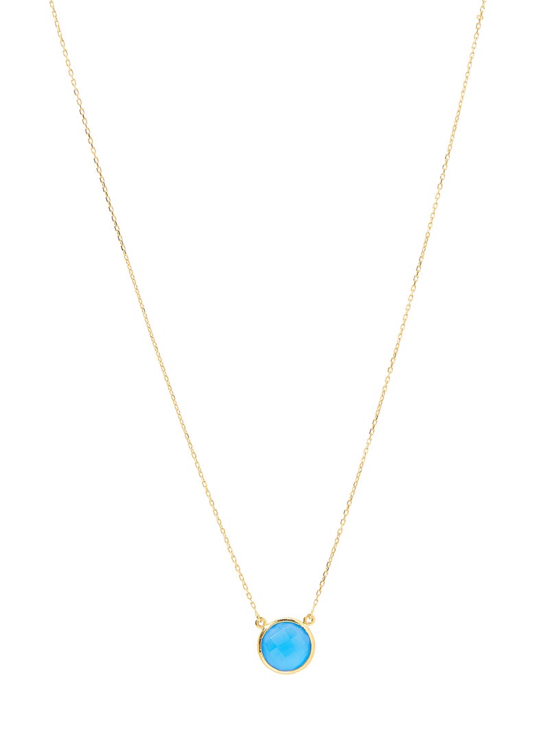 Capri Gold 18 Karat Gold Blue Onyx Single Stone Necklace - Image 1