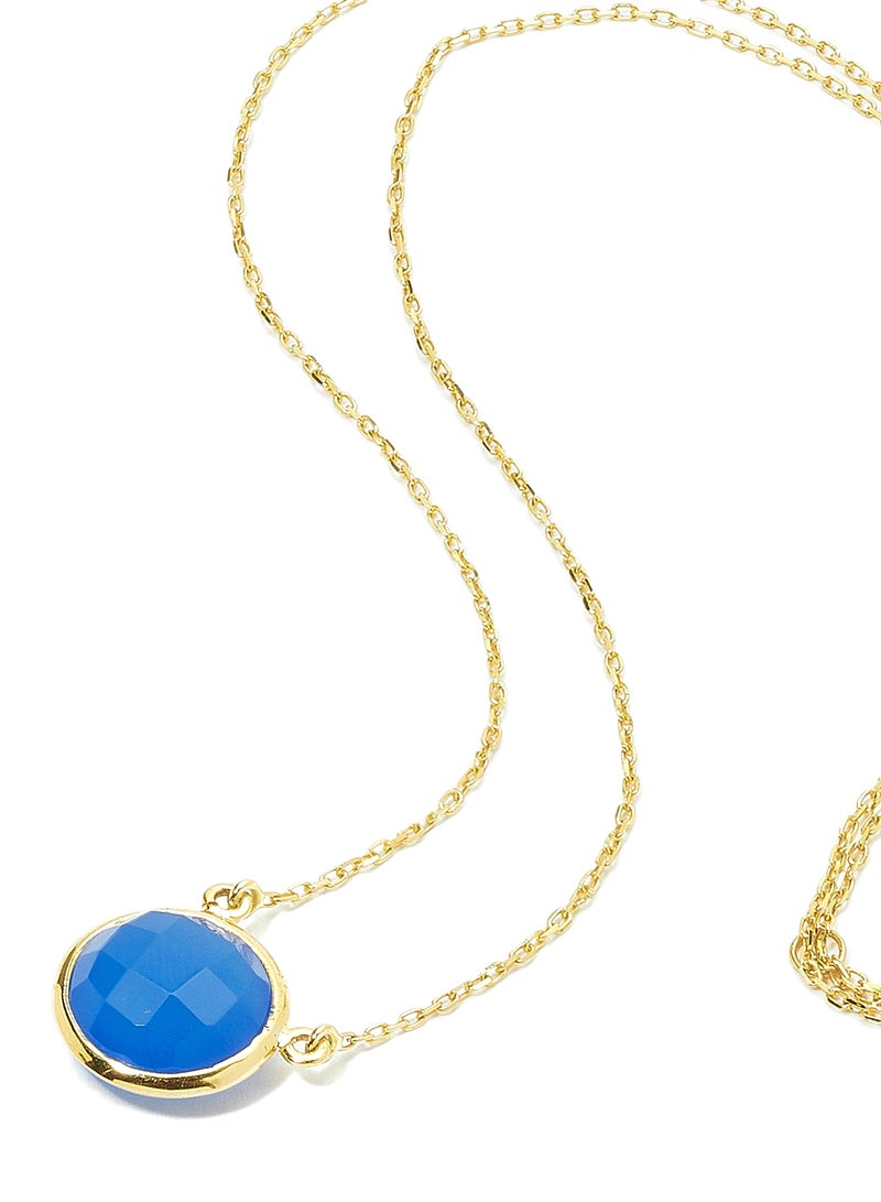 Capri Gold 18 Karat Gold Blue Onyx Single Stone Necklace - Image 2