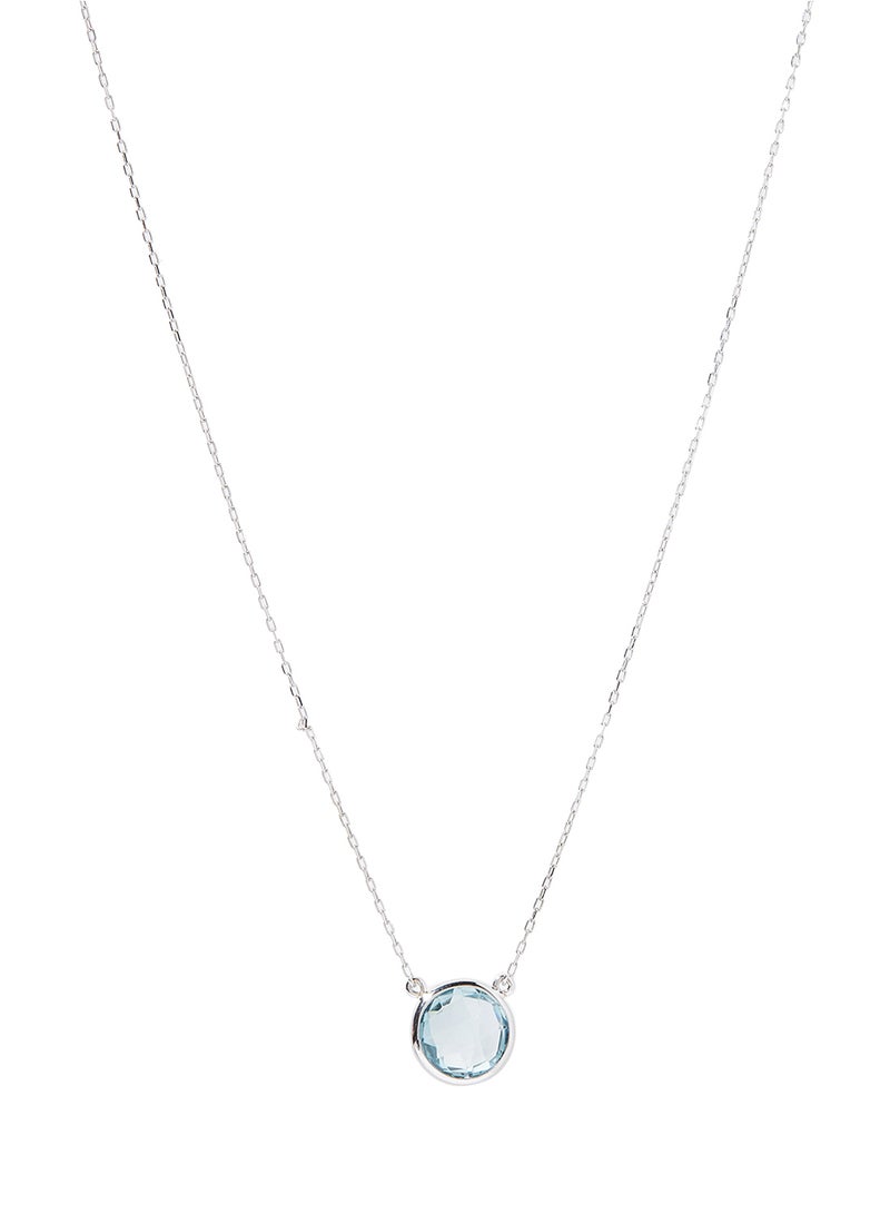 Capri Gold 18 Karat White Gold Blue Topaz Single Stone Necklace - Image 1