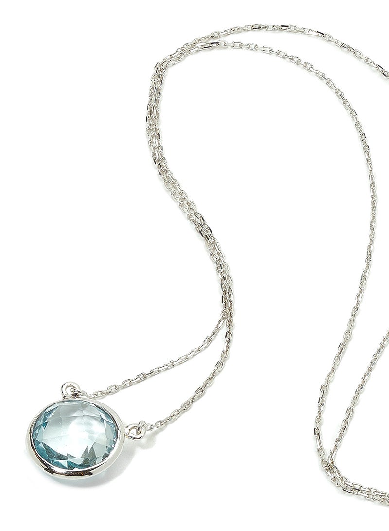 Capri Gold 18 Karat White Gold Blue Topaz Single Stone Necklace - Image 2