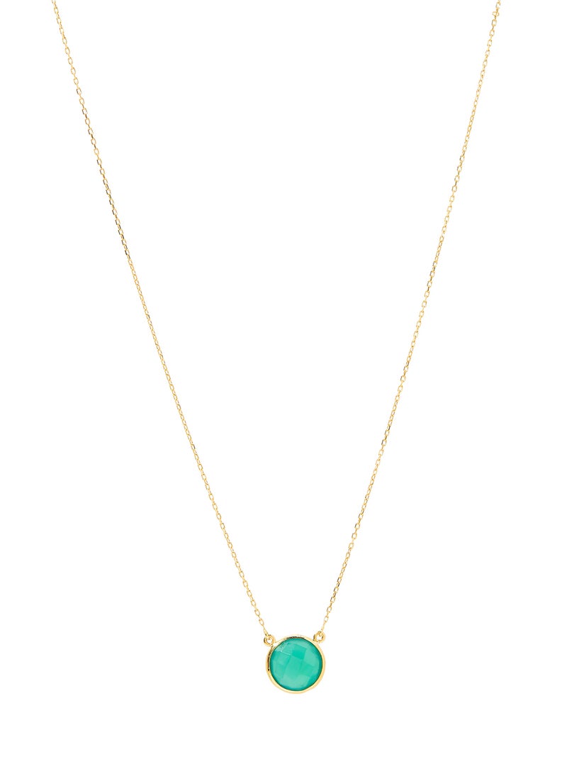 Capri Gold - 18 Karat Gold Green Onyx Single Stone Necklace - Image 1