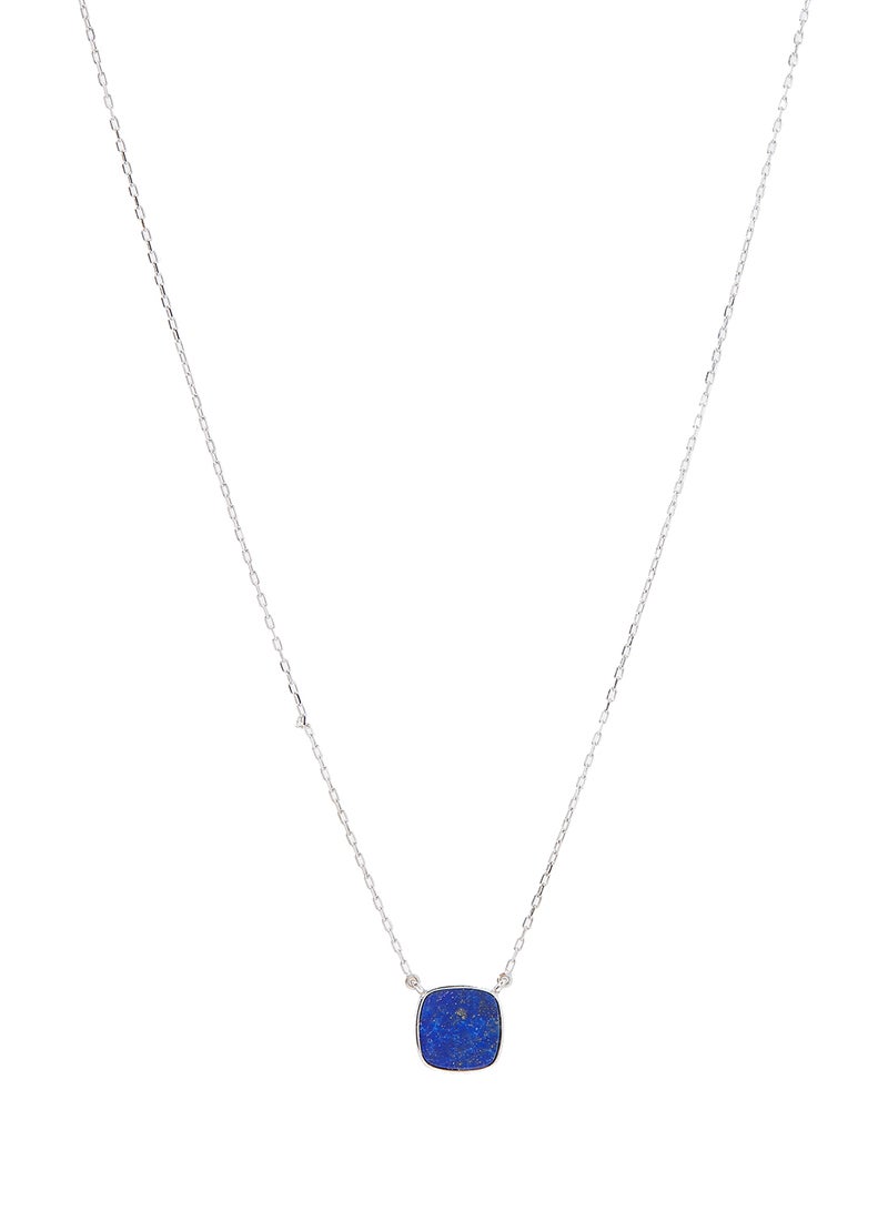Capri Gold 18 Karat White Gold Lapis Lazuli Single Stone Necklace - Image 1