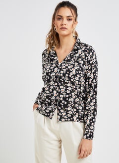Floral Print Blouse Black/White