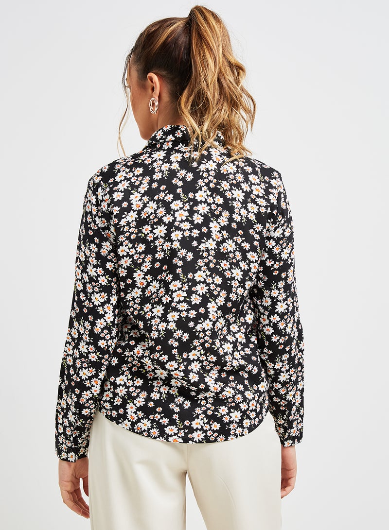 High Streets - Floral Print Blouse Black/White - Image 1