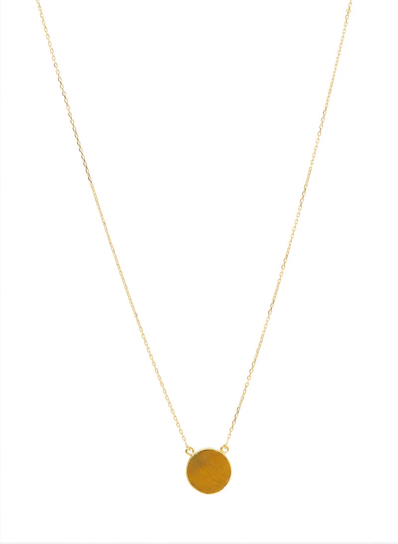 Capri Gold 18 Karat Gold Tiger Eye Single Stone Necklace - Image 1