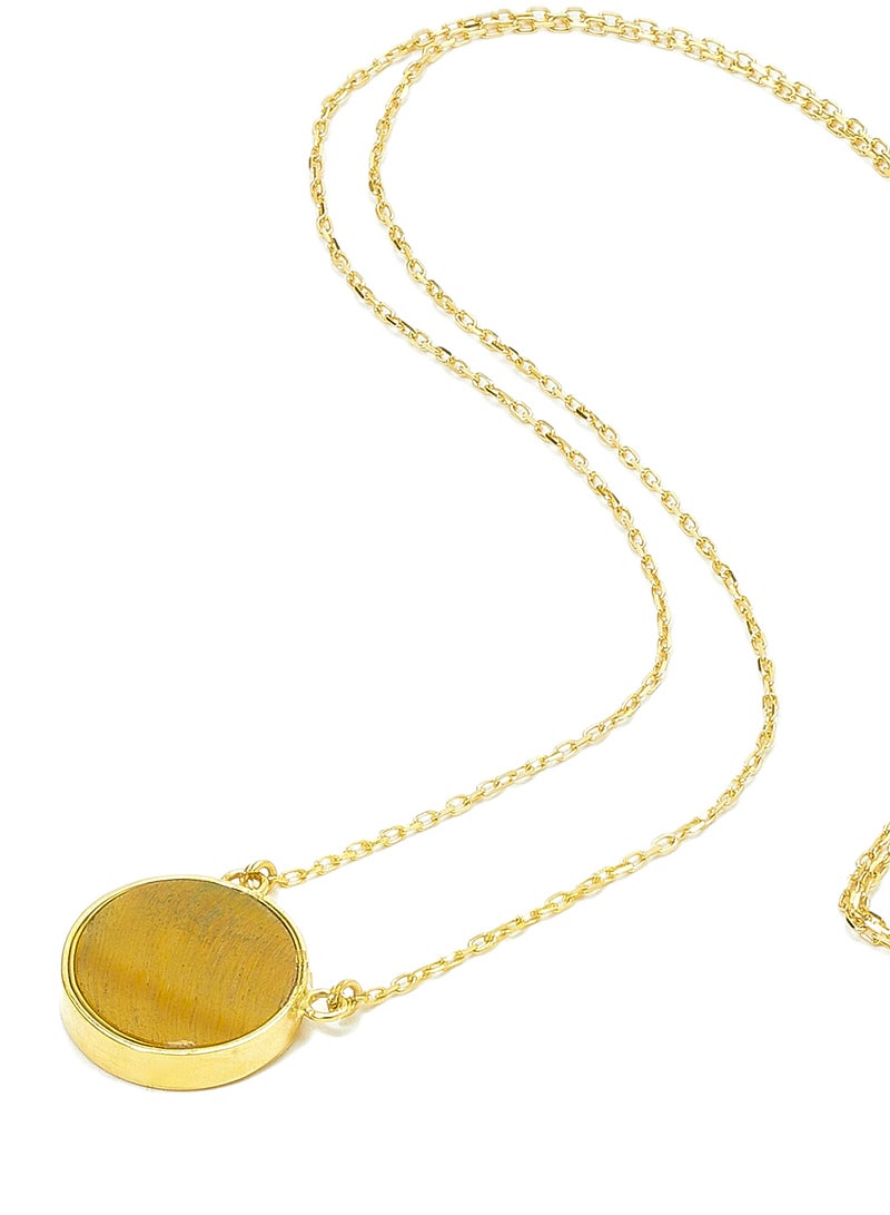 18 Karat Gold Tiger Eye Single Stone Necklace - v1573625803/N31968162A_2