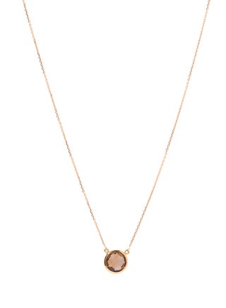 18 Karat Rose Gold Smoky Quartz Single Stone Necklace - v1573625816/N31968179A_1