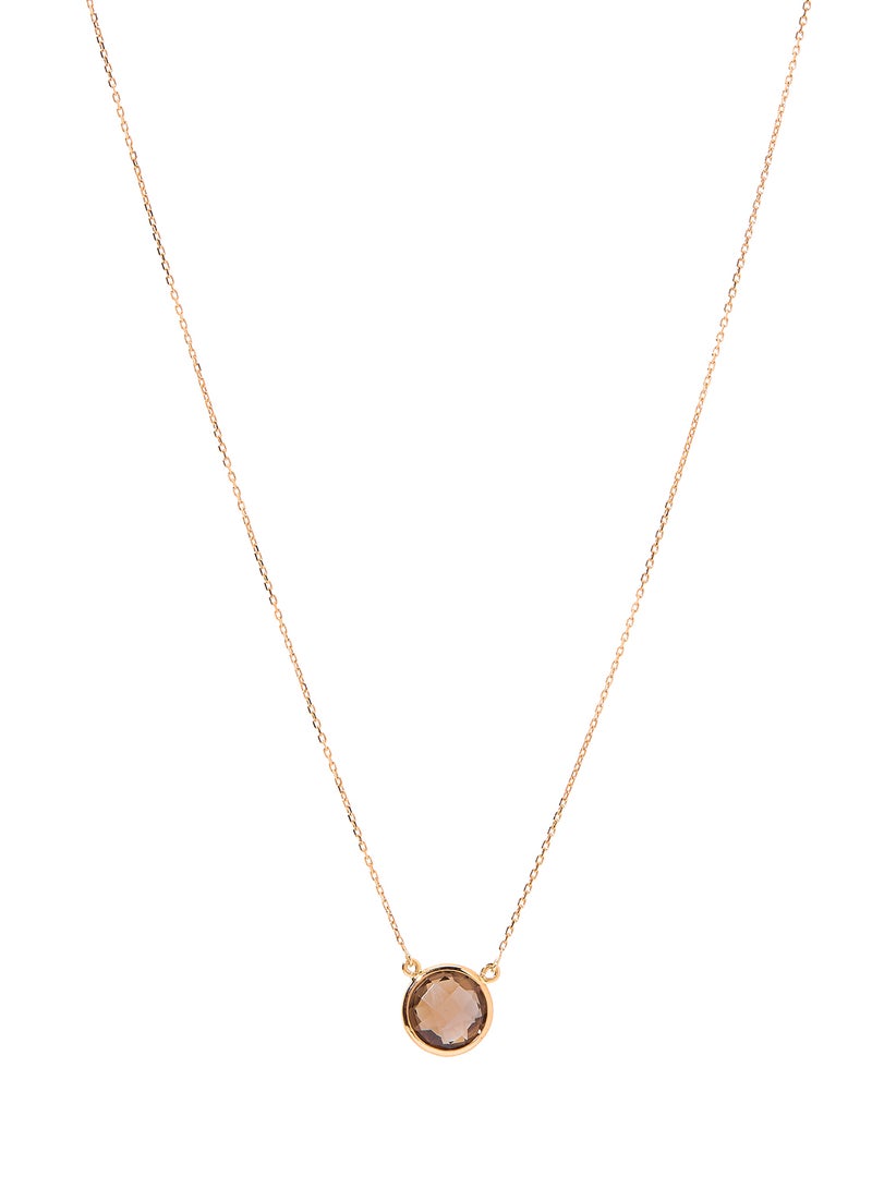 Capri Gold - 18 Karat Rose Gold Smoky Quartz Single Stone Necklace - Image 1