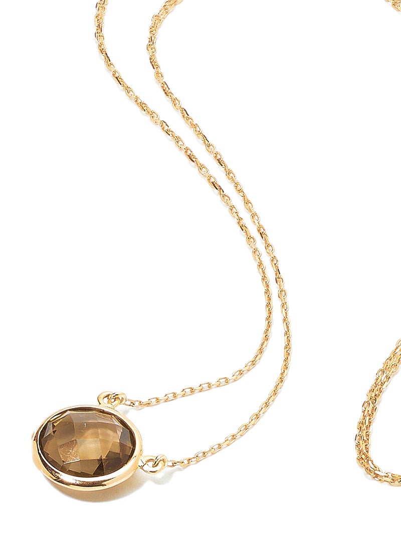 Capri Gold - 18 Karat Rose Gold Smoky Quartz Single Stone Necklace - Image 1