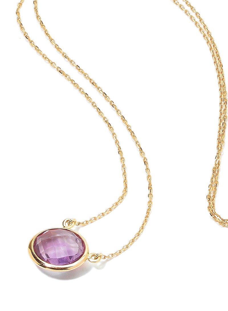 Capri Gold - 18 Karat Rose Gold Amethyst Single Stone Necklace - Image 1