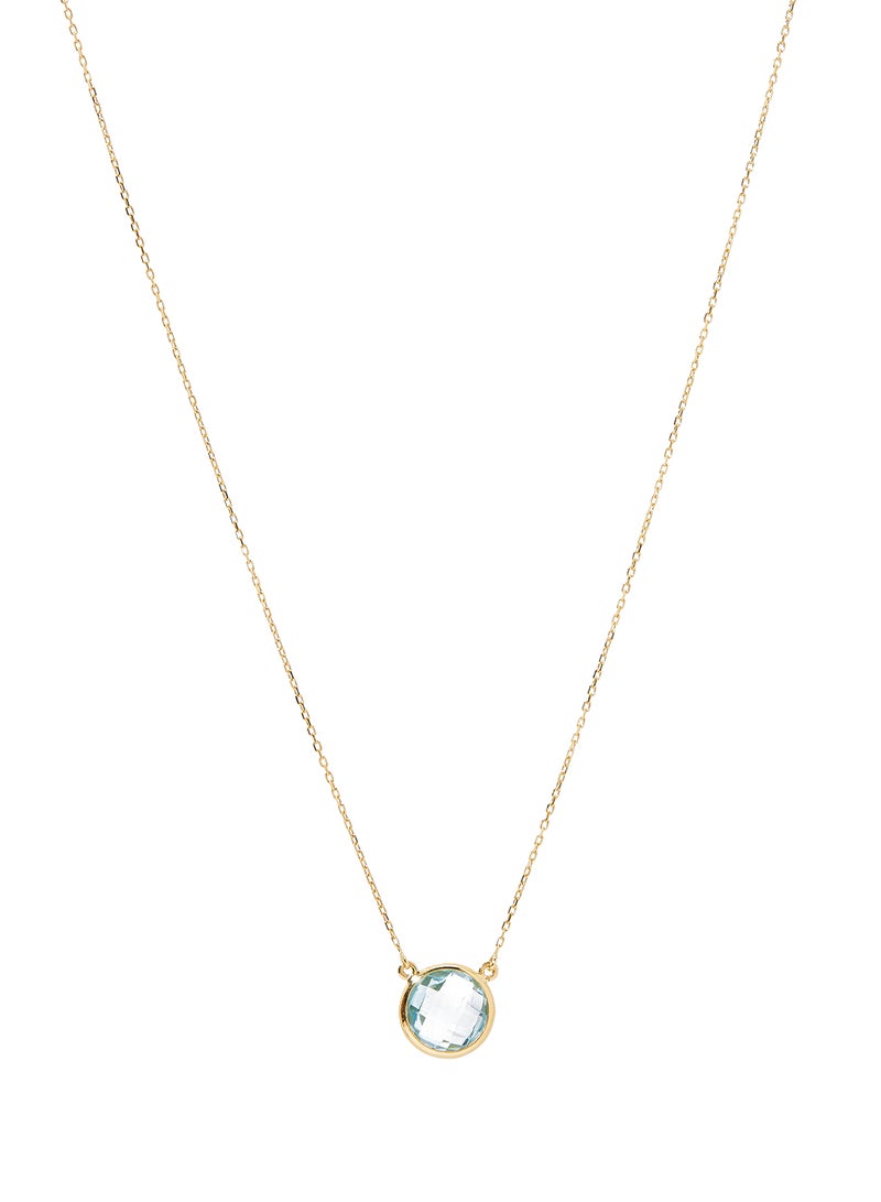 Capri Gold 18 Karat Gold Blue Topaz Single Stone Necklace - Image 1