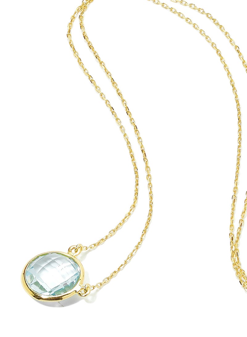Capri Gold 18 Karat Gold Blue Topaz Single Stone Necklace - Image 2