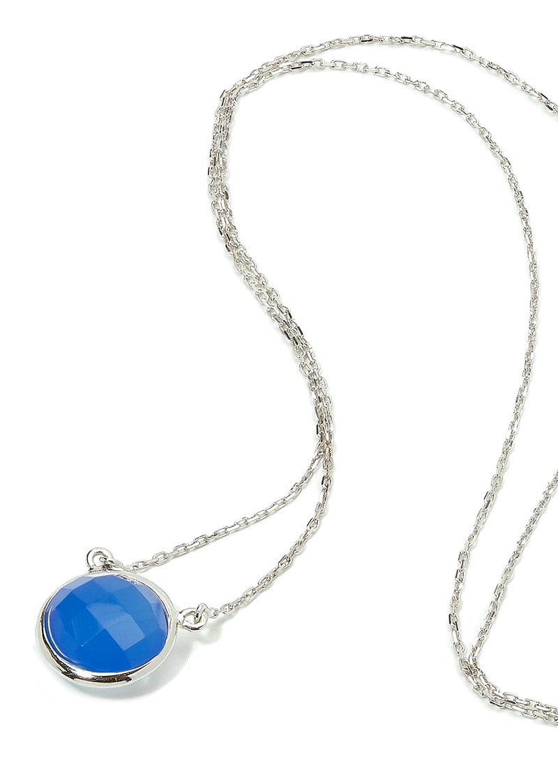 Capri Gold 18 Karat White Gold Blue Onyx Single Stone Necklace - Image 2