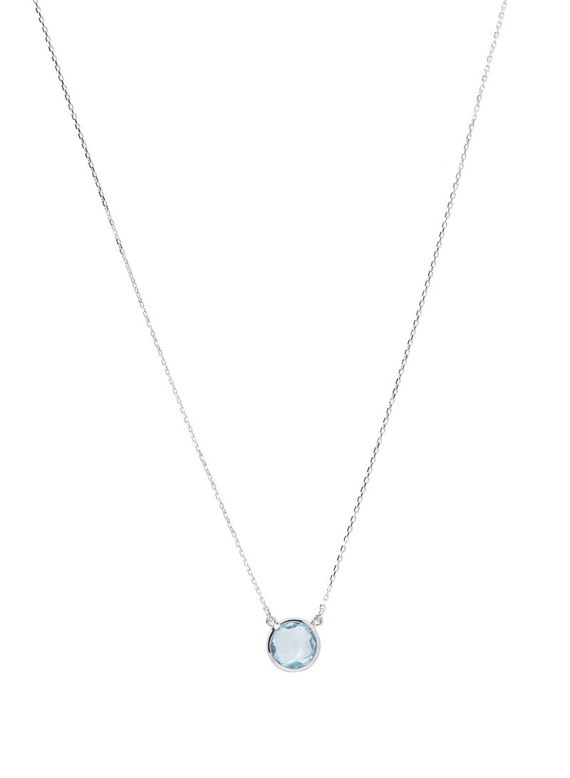 Capri Gold 18 Karat White Gold Blue Topaz Single Stone Necklace - Image 1