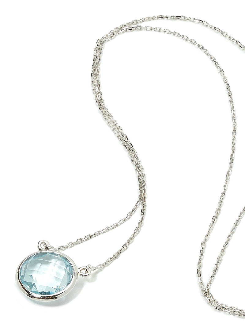 Capri Gold 18 Karat White Gold Blue Topaz Single Stone Necklace - Image 2