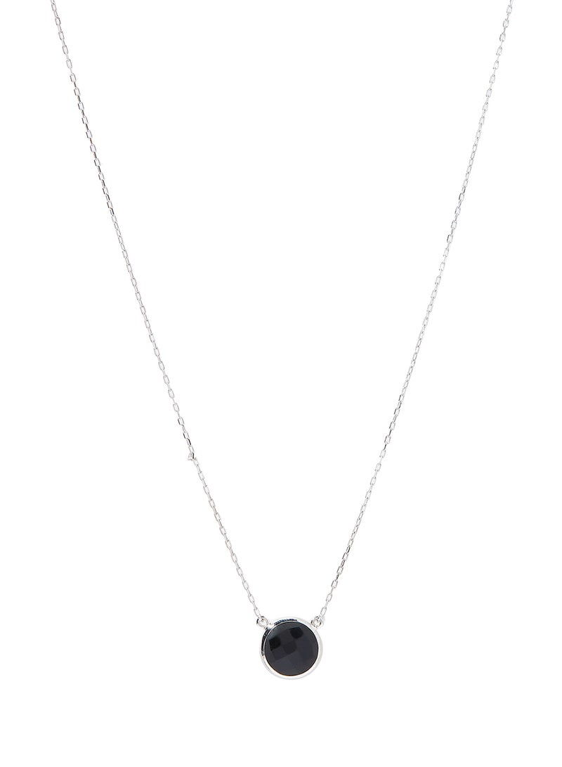 Capri Gold 18 Karat White Gold Black Onyx Single Stone Necklace - Image 1