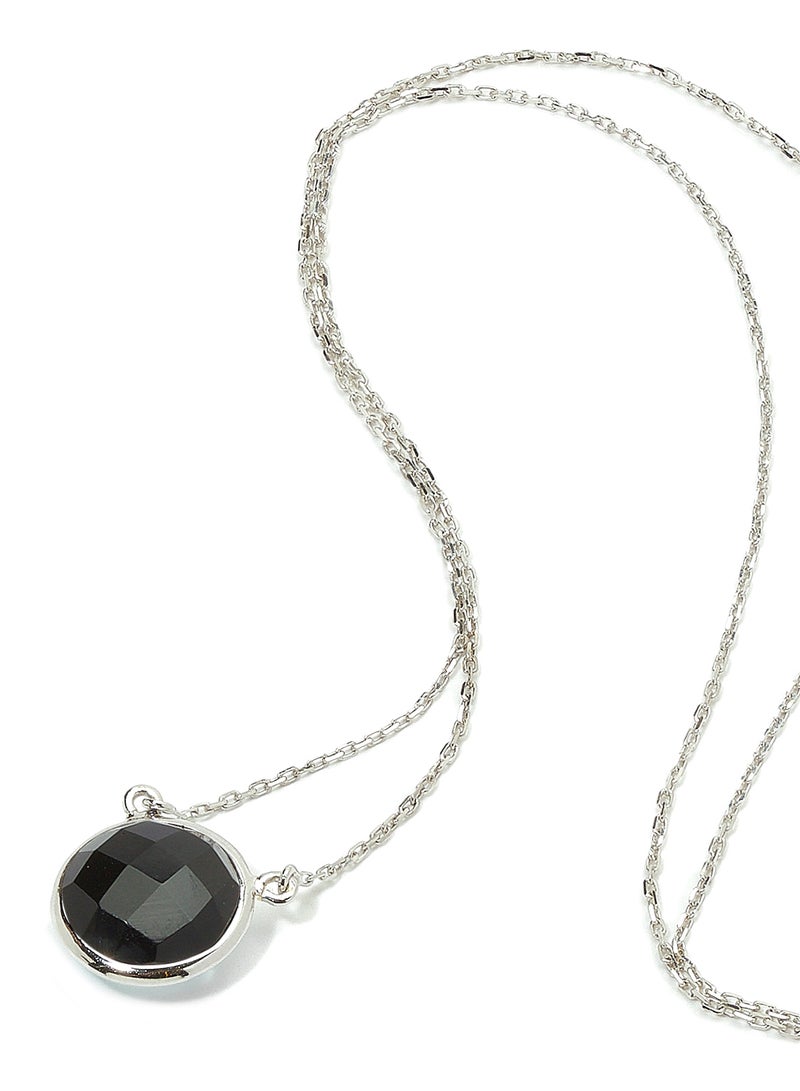 18 Karat White Gold Black Onyx Single Stone Necklace - v1573625838/N31968166A_2