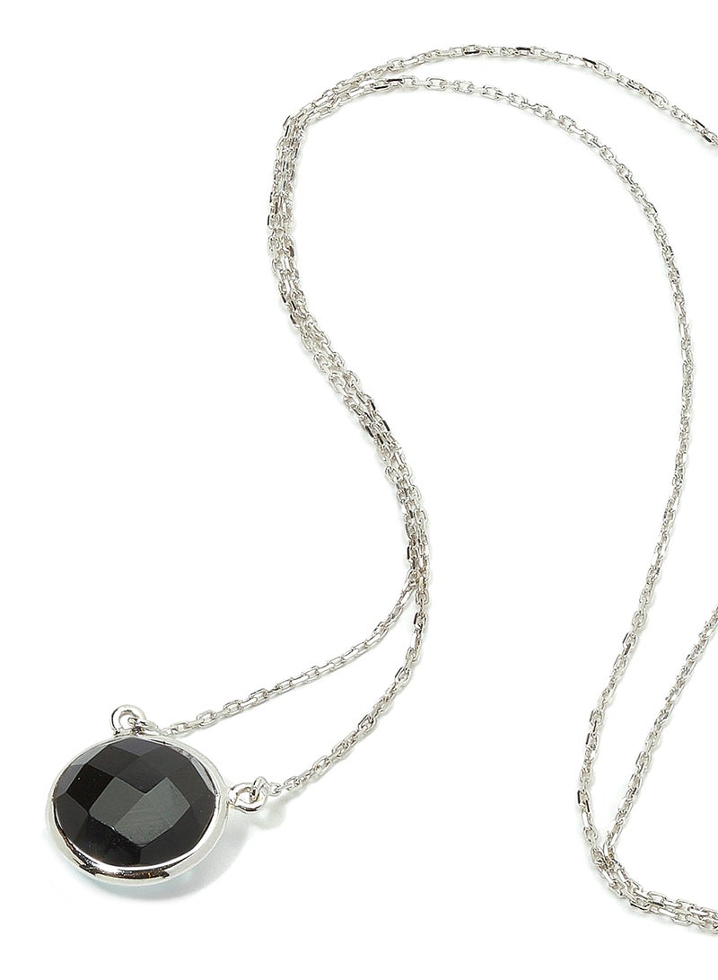 Capri Gold 18 Karat White Gold Black Onyx Single Stone Necklace - Image 2