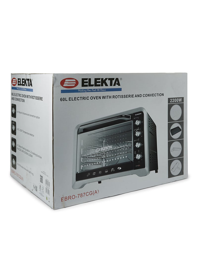 ELEKTA - Electric Oven 60L With Rotisserie And Convection 60.0 L EBRO-787CG(A) Silver/Black - Image 1