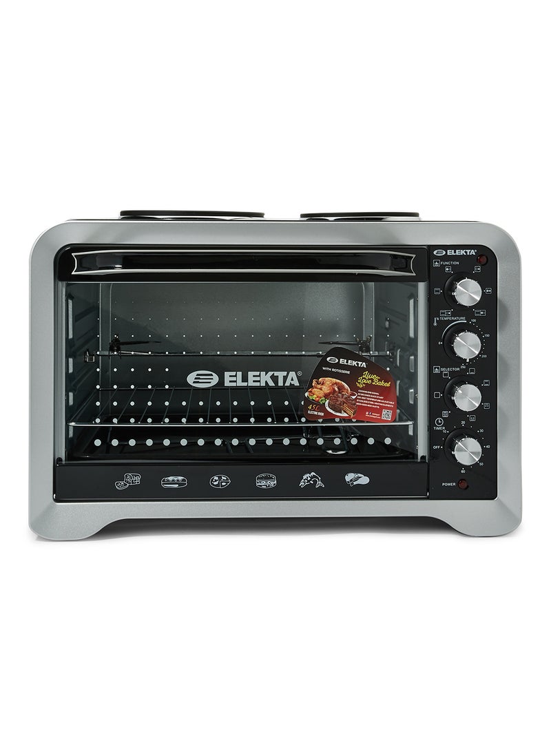 ELEKTA - Electric Oven 45L With 2 Hot Plate And Rotisserie 45.0 L EBRO-444HP(A) Silver/Black - Image 1