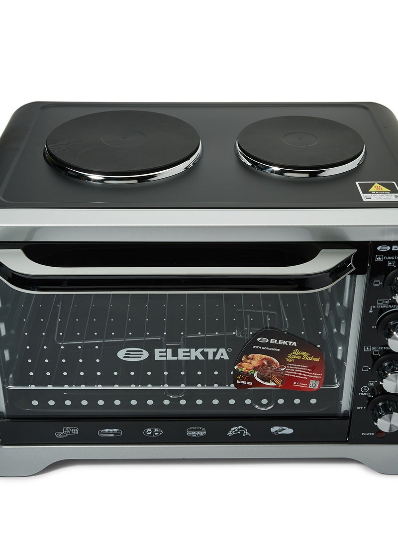 ELEKTA - Electric Oven 45L With 2 Hot Plate And Rotisserie 45.0 L EBRO-444HP(A) Silver/Black - Image 1