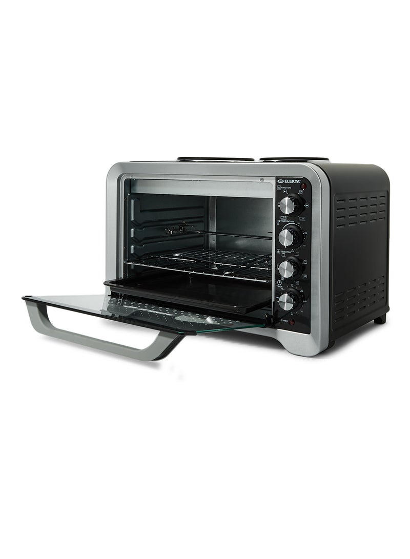 ELEKTA - Electric Oven 45L With 2 Hot Plate And Rotisserie 45.0 L EBRO-444HP(A) Silver/Black - Image 1